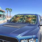 AFPANQZ Frog Print Car Windshield Sun Shade Universal Fit Car Sunshade Sun Visor Two Pieces Set Window Sunscreen Car Accessories Interior Protection UV Heat Reflector Sun Shade - Image 3