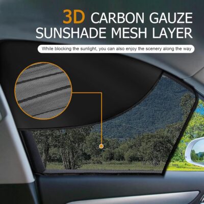 Shakas 2 PCS Side Window Shade, Semi-Shading Semi-Permeable Anti-Glare Heat-Insulating Protective Curtains for Driver, Adsorption-Type Window Free-Lifting Privacy Covers, for Most Cars (Black) - Image 4