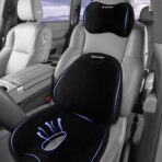 Car Seat Cushion and Lumbar Support Headrest Pillow Mesh Cover Memory Foam Ergonomic Car Cushion Back Neck Support Pillow Sciatica & Back & Tailbone Pain Relief Pillow Black