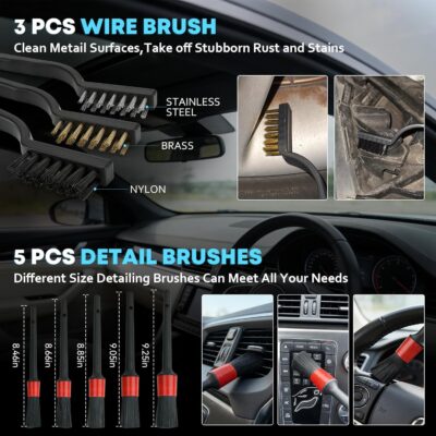 Car Cleaning kit, Car Interior Detailing kit with 10000pa Car Vacuum Cleaner, Detailing Brush Set, Wheel Brush, Windshield Cleaner Tool, Complete Auto Accessories for Men, Women - Image 6