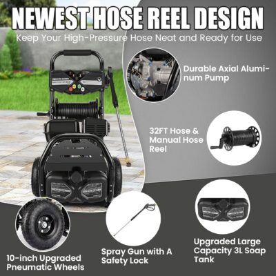 Professional 4200PSI 4GPM 212CC Gas Pressure Washer, 7.0 HP Commercial Gas Power Washer with 3L Foam Bottle 10" Wheels 5 Nozzles 33FT Hose for Home Car Fence Driveway (EPA/CARB/ETL Compliant) 77LBS - Image 7
