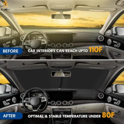 EcoNour 2-Piece Truck Sun Shade for Windshield, Foldable Car Sunshades Reflect UV Rays, Truck Sun Protector Keeps Interior Cool, Automotive Interior Accessory for Comfortable Ride, Large 32.5x36 - Image 7