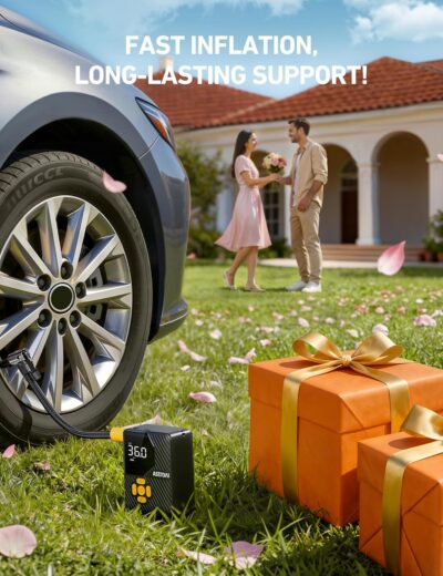 AstroAI L7 Mini Tire Inflator Portable Air Compressor,150 PSI Portable Tire Inflator for Car,Mini Bike Pump,Tire Inflator for Cars,Motorcycle,Bike,Ball with Tire Pressure Gauge&LED Lights - Image 2