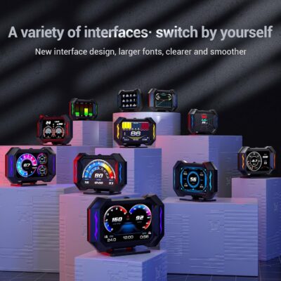 OBD2 Gauge Car HUD Head Up Display Multifunction Digital,Car Speedometer Tachometer Water Temperature Oil Temperature Volt Inclinometer Boost Gauge RPM Meter fit for Most Vehicles After 2008 - Image 3