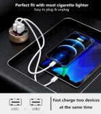 KEWIG Car Charger, 36W Fast Car Charger Adapter, Dual USB Car Fast Charge with Colorful Voltmeter & ON/Off Switch - Image 3