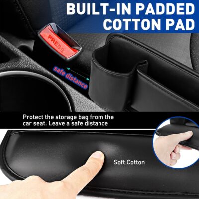 Car Seat Gap Filler Organizer, Universal PU Leather Car Seat Organizer with Cup Holder, Seat Gap Filler Storage Bag for Glasses, Phones, Keys, Cards and Small Items - Image 5