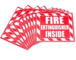 Fasmov 10 Pack Fire Extinguisher Inside Sticker Sign, 5" x 4" Self-Adhesive Vinyl Decals, Weatherproof & UV Protected for Cars, Trailers, Rv's, Trucks and Vehicles, Red on White - Image 3
