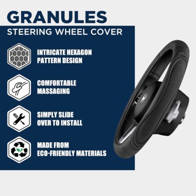 Road Comforts Car Steering Wheel Cover - Microfiber Leather Steering Wheel Wrap Sports 14.5-15 Inch Steering Wheel Cover Non-Slip for Men Women Black Color - Image 4