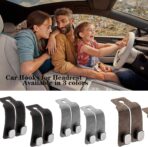 2 Pack Car Hooks for Headrest, Headrest Hooks Car Purse Hook Car Seat Back Storage Hook Premium Leather Car Seat Holder for Headrest Purses and Bags (Black) - Image 2