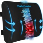 Lumbar Support Pillow for Office Chair Back Support - Memory Foam Lumbar Pillow for Car or Gaming Chair, Ergonomic Back Cushion with Adjustable Strap for Long-Hour Sitting (Black)