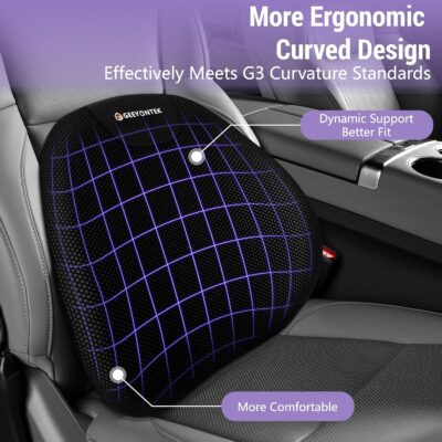 Car Seat Cushion and Lumbar Support Headrest Pillow Mesh Cover Memory Foam Ergonomic Car Cushion Back Neck Support Pillow Sciatica & Back & Tailbone Pain Relief Pillow Black - Image 5