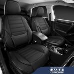 Skechers MAX Cushioning Seat Covers,Memory Foam Leather Car Seat Covers,Waterproof Car Seat Protector Front Seats,Car Seat Cushion Airbag Automotive Universal Fit for Most Cars,Vans,Trucks,SUV,Black - Image 3