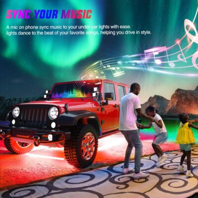 Nilight 6Pcs Car Underglow Neon Accent Strip Lights 300 LEDs RGB Multi Color DIY Sound Active Function Music Mode with APP Control and Remote for Van SUV Truck - Image 7