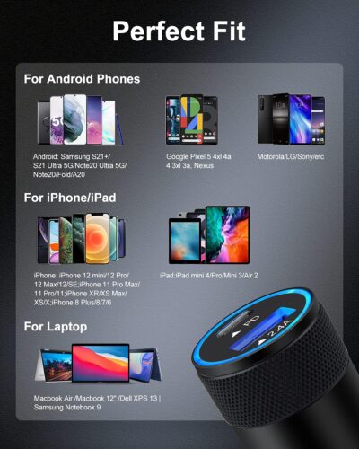 AILKIN 30W PD USB C Car Charger, USB Type C Fast Power Charging Block Dual Port USB A & USBC Plug Cargador Carro Lighter Adapter for iPhone, iPad, Samsung Galaxy, LG, Google Pixel, Moto, USB-C Port - Image 7