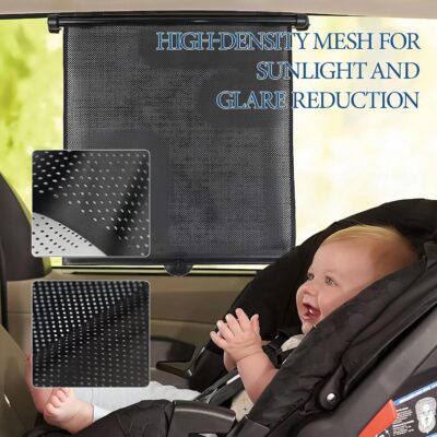 2 Pack Car Window Sun Shade for Side Windows – Retractable Roller Sunshade for Baby, Kids, Pets – UV Protection, Heat & Glare Blocker for Cars, SUVs, Trucks (15"×18") - Image 3