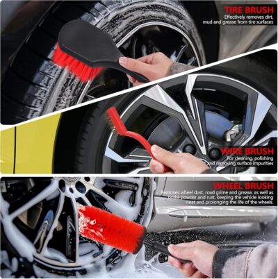 35Pcs Car Detailing Kit, Car Cleaning Kit with Windshield Cleaning Tool and Tool Box, Interior & Exterior Auto Care Supplies and Brushes (B：35PCS-R) - Image 5