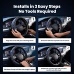 Carbon Fiber Steering Wheel Cover – 15 Inch Universal Fit for Cars & SUVs – Anti-Slip Grip, Breathable Leather Texture, Sporty Carbon Fiber Look – Premium Car Interior Accessories – Black - Image 8