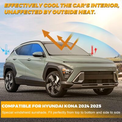 Sunshade for Car Windshield Fit Hyundai Kona 2024 2025 Windshield Sun Shade Foldable Blocks UV Rays & Heat Easy to Install and Store Made of 240T Polyester with Storage Bag - Image 7