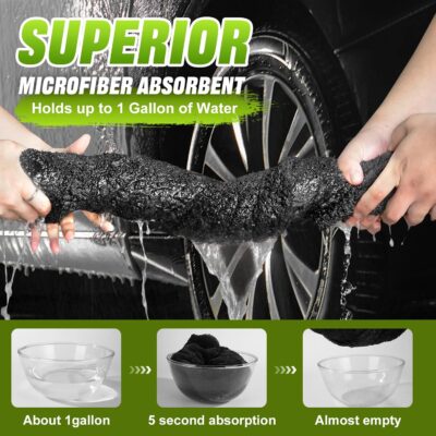 TTRCB 2 Pack 1300 GSM Car Drying Towel, Microfiber Towels for Cars - 36" x 24" & 16" x 16", Ultra-Absorbent, Streak Free, Car Wash Mitt, Car Detailing Cleaning Accessories Supplies Essentials - Image 5