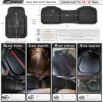 CAR PASS DeepDish Heavy Duty Rubber Floor Mats 3-Piece, Universal M-XL Size Trim-to-Fit Automotive Floor Mats for Truck Van SUV, Durable Waterproof All Weather Car Mats (Solid Black) - Image 6