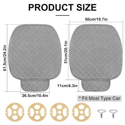 surpassme Comfortable Car Seat Covers Universal Front Seat Coves for Car Accessories with Storage Pockets, Padded Car Interior Covers for Automotive, SUV, Truck, and Van(Grey) - Image 2