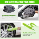 62'' Car Wash Brush with Long Handle Car Wash Mop Mitt Chenille Car Cleaning Kits Windshield Window Squeegee Car Duster Microfiber Towel Gloves for Cars RV SUV Truck 11PCS - Image 6