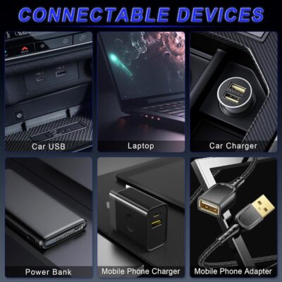 4 PCS Car Interior USB LED Light, Plug-in USB Car Decor Ambient Lighting Kit, Portable Mini Night Light, Car Interior Accessories Suitable for Most Vehicles (Blue) - Image 8