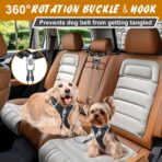 Double Dog Seat Belt, Steel Cable Chew Proof Dog Car Accessories Headrest Restraint Dog Car Seatbelt for Medium Large Dogs Chewer Heavy Duty 2 Dogs Dog Seatbelts Connect Harness in Vehicle - Image 4