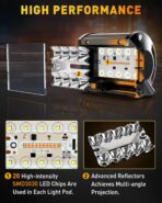 NAOEVO 4 Inch LED Pod Lights, White Amber LED Fog/Driving/Offroad Lights Strobe/Memory Mode and 2 Leads Wiring Harness, Cube Pods for Truck Boat ATV UTV, 2 Pcs (6 Modes) - Image 4
