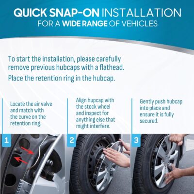 BDK (Set of 4) Matte Black 16" Inch Rims Hubcaps Car Wheel Hub Caps Wheel Covers, Snap-On Direct OEM Replacement Toyota, Honda, Nissan, Ford, Mazda, Chevrolet, Kia, Hyundai, Volvo, BMW - 7 Spokes - Image 7