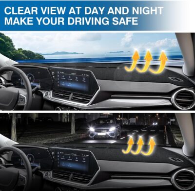 KUST Black Dash Cover for Chevrolet/Chevy Trax 2024 2025 2026 Polyester Dashboard Cover Non-Slip Interior Accessories for Chevrolet/Chevy Trax Custom Fit Dash Mat Sunshade Windshield No Glare - Image 6