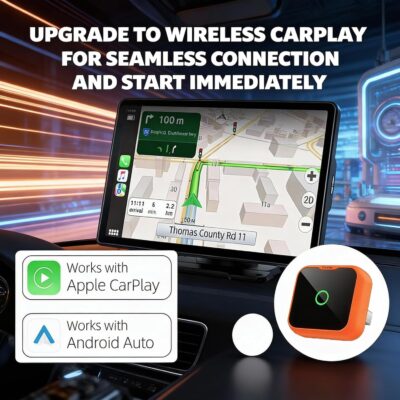 2-in-1 Wireless CarPlay Android Auto Adapter, Plug & Play Wired to Wireless Converter for iPhone Android, Fast Auto Connect,Stable,OTA Update, Ultra Compact (Orange) - Image 6