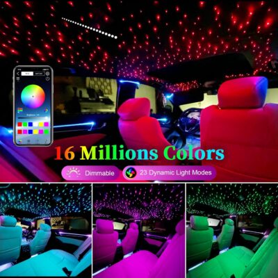 Twinkle & Meteor Starlight Headliner Kit for Car 0.03in x 9.8ft 750 Strands for Ambient Interior Decor 16W RGBW Fiber Optic Star Light Engine, 200 White Shooting Stars - Image 9