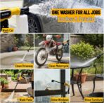 Battery Powered Power Washer - 2×4.0Ah Batteries,1100 PSI,Brushless Motor, Portable Cordless Pressure Washer with 6-in-1 Nozzle, 3 Power Level, Hand Held Pressure Washer for Cars Patio Driveway - Image 6