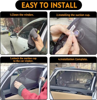 2026 New Upgrade Car Window Shades for Side Window 25"X15"(2 Pack),Car Window Shade for Baby Suction Cup,Sun Shade Side Window Can Blocks 99.98% UVR - Image 4