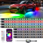 8PCS Car Underglow Light Bar Kit - Wireless App & Remote Control Dreamcolor Chasing Lights, Aluminum Exterior Underbody Multicolor Soundsync Neon Light Strip for Car Truck RV