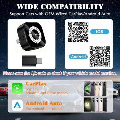 4-in-1 Wireless CarPlay Screen Mirroring Adapter for Apple CarPlay/Android Auto, 2026 Upgraded AirPlay MirrorLink Adapter, CarPlay Dongle Convert Wired to Wireless, Type C Extension, Plug & Play - Image 4