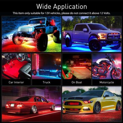 Nilight 4Pcs Car Underglow Neon Accent Strip Lights 256 LEDs RGBIC Multi Color DIY Sound Active Function Music Mode with APP Control and Remote Control Underbody Light Strips, 2 Years Warranty - Image 4