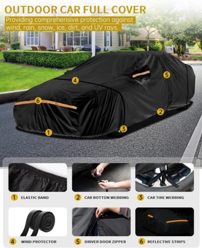 Car Cover Waterproof All Weather Custom Fit for Ford Mustang 1994-2025, 420D Oxford Full Outdoor Automtive Heavy Duty Covers Windproof Snowproof Dustproof UV Hail Protection Accessories - Image 3