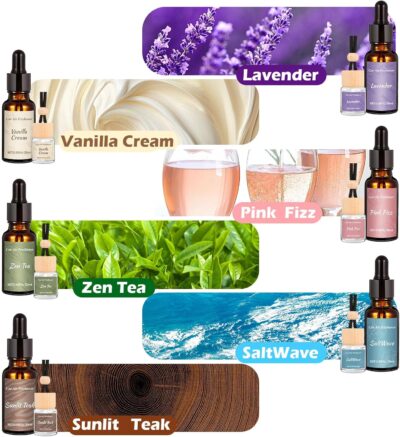 12 Pack Car Air Freshener & Refills, 6-Scent Hanging Air Freshener Diffuser Set -Each(8ml +20ml Refill), Essential Oil Diffuser With Refill Bottles, Reusable Car Fragrance Decor Accessories - Image 2