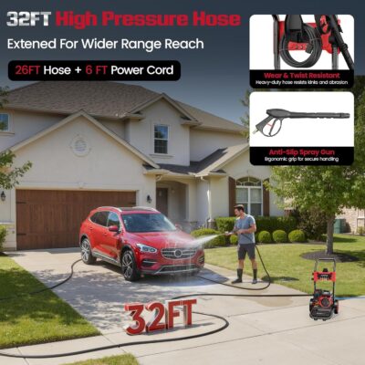HURGOVE 4000 PSI Gas Pressure Washer for Home Use, 210CC Engine Power Washer with 26FT Hose & 5 Nozzles for Driveways, Cars, Patios & Fences - Image 6