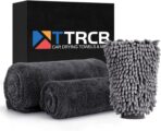 TTRCB 2 Pack 1300 GSM Car Drying Towel, Microfiber Towels for Cars - 36" x 24" & 16" x 16", Ultra-Absorbent, Streak Free, Car Wash Mitt, Car Detailing Cleaning Accessories Supplies Essentials