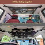 Kaskawise Upgrade Car Ceiling Cargo Net Pocket,31.5"x21.6" Double-Layer Car Roof Storage Organizer,Overhead Net for Truck,SUV & Van Camping,Travel Road Trips,Van Life Essentials - Image 2