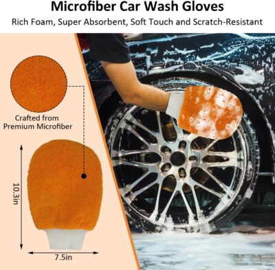 9Pcs Car Wash Detailing Kit Cleaning Kits,with Wash Mitt Wax Applicator Pad Tire Brush Sponge Microfiber Cleaning Cloths Glass Cleaning Cloth Car Cleaning Tools Kit for Interior, Exterior, Wheels - Image 3
