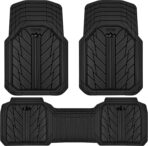 CAR PASS Heavy Rubber Car Floor Mats, Deep Waterproof Car Mats All Weather, Universal Trim-to Fit Automotive Floor Mats for Car SUV Truck Van, Durable Floor Liners Solid Black