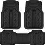 CAR PASS Heavy Rubber Car Floor Mats, Deep Waterproof Car Mats All Weather, Universal Trim-to Fit Automotive Floor Mats for Car SUV Truck Van, Durable Floor Liners Solid Black