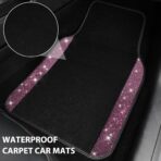 CAR PASS Bling Diamond Car Floor Mat Shining Rhinestones Carpet, Sparkly Glitter Crystal Anti-Slip PVC Heel Pad Automotive Universal Fit for SUV Sedan Car Van, 4pcs for Girl Cute Women, Black Pink - Image 4