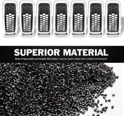 JINCHEN 7pcs Grill Mesh Inserts Fit for Jeep Cherokee 2014-2018, Honeycomb Mesh Front Grill Inserts Grille Cover Frame Trims (Chrome Trim) - Image 4