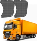 2Pcs Semi Truck Side Window Sun Shades with Suction Cups, UV Protection Semi Truck Curtains for Freightliner Cascadia Interior Accessories 23.6x21.6 Inch