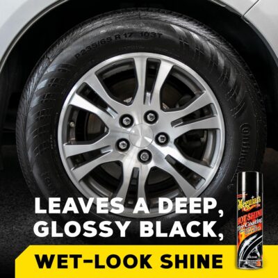 Meguiar's Hot Shine High Gloss Tire Coating - Get Long-Lasting Tire Protection and Glossy Tires with a Wet Look Shine, 3 Pack of 15 Oz Aerosol Cans - Image 2